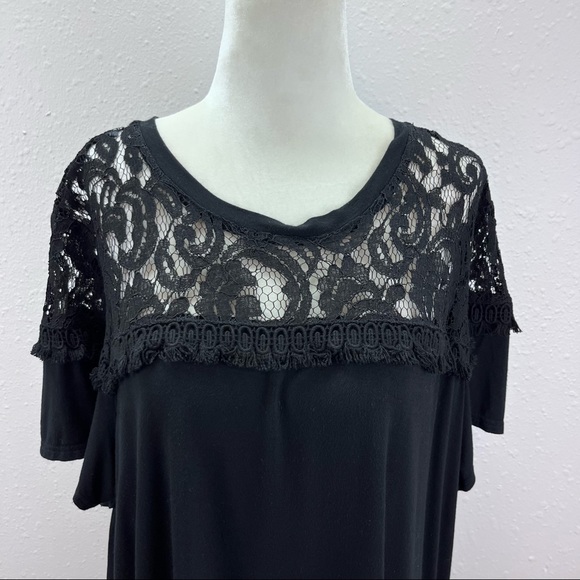 Nanette Nanette Lepore Top Womens 2X Lace Stretch Capsule Basic Gothic Black - Picture 3 of 12
